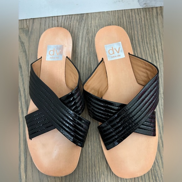 DV Dolce Vita Black Patent Leather Lyra Sandals women’s size 8 - Picture 7 of 9